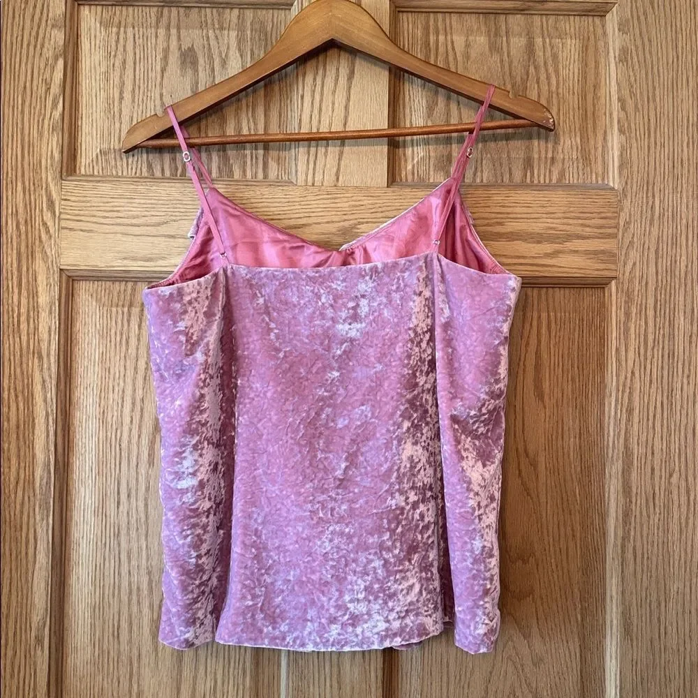 J. CREW Crushed Velvet Pink Mauve Ruffle Cami Tank Top